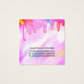 Unicorn Holographic Glitter Drip Hair Clip Display Vierkante Visitekaartjes (Achterkant)