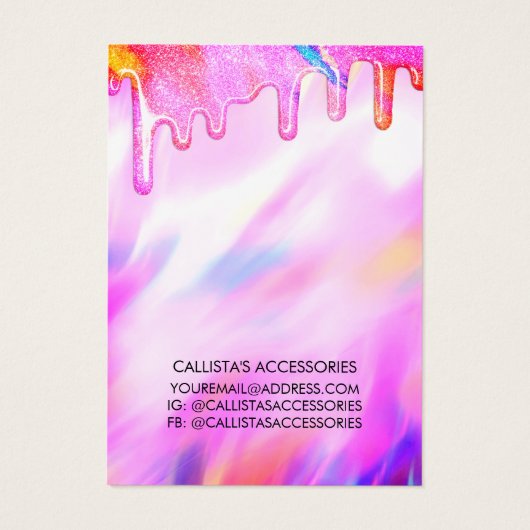 Unicorn Holographic Glitter-schijven die beeldsche Visitekaartje (Achterkant)