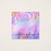 Unicorn Holographic Glitter-schijven verdienen Log Vierkante Visitekaartjes (Voorkant)