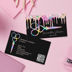 Unicorn Holographic hairstylist hairdresser QR Visitekaartje