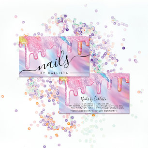 Unicorn Holographic Thick Glitter Drift Nails Visitekaartje