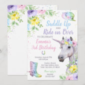 Unicorn Horse Birthday Uitnodiging (Voorkant / Achterkant)