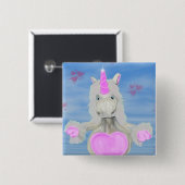 Unicorn Hug Vierkante Button 5,1 Cm (Voorkant /achterkant)