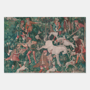 Unicorn Hunt Medieval Art - Unicorn verdedigt Hims Inpakpapier Vel