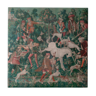 Unicorn Hunt Medieval Art - Unicorn verdedigt Hims Tegeltje
