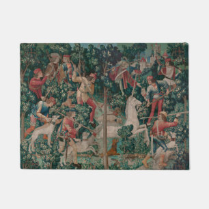 Unicorn Hunt Medieval Art - Unicorn wordt aangeval Deurmat