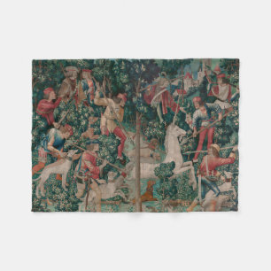 Unicorn Hunt Medieval Art - Unicorn wordt aangeval Fleece Deken