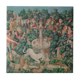 Unicorn Hunt Medieval Art - Unicorn wordt gevonden Tegeltje