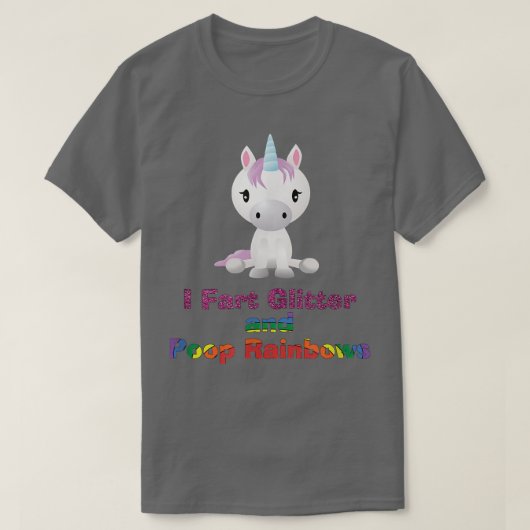 Unicorn I Fart Glitter en Poop Rainbows T-shirt (Design voorkant)