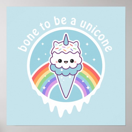 Unicorn Ice Cream Cone Poster (Voorkant)