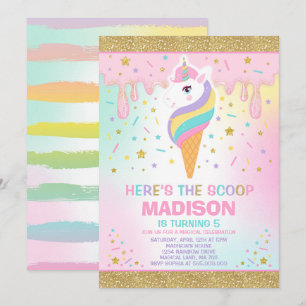 Unicorn Ice Cream Invitation Magic Ice Cream Party