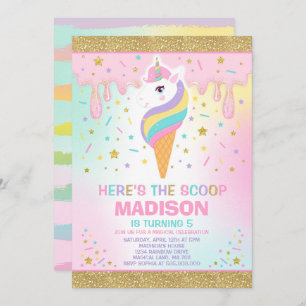 Unicorn Ice Cream Invitation Magic Ice Cream Party Kaart