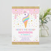 Unicorn Ice Cream Invitation Magic Ice Cream Party Kaart (Staand voorkant)