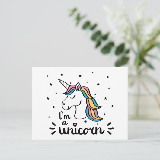Unicorn | Ik ben een Unicorn Briefkaart (Staand voorkant)