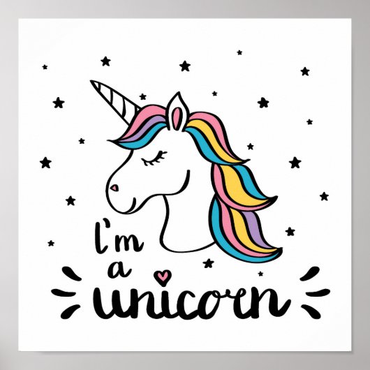 Unicorn | Ik ben een Unicorn Poster (Voorkant)