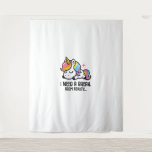 Unicorn Ik heb een pauze nodig van Reality Napping Wandkleed
