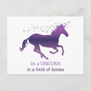 Unicorn in a Field of Horses Fun Quote Fun paars Briefkaart