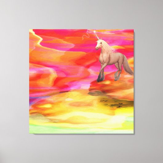 Unicorn in de gekleurde woestijn canvas afdruk (Voorkant)