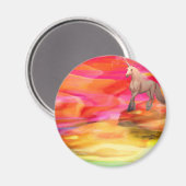 Unicorn in de gekleurde woestijn magneet (Voorkant / Achterkant)
