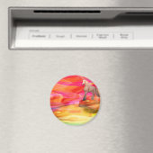 Unicorn in de gekleurde woestijn magneet (Insitu (Vaatwasser))