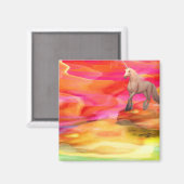 Unicorn in de gekleurde woestijn magneet (Voorkant / Achterkant)