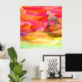Unicorn in de gekleurde woestijn poster (Thuiskantoor)
