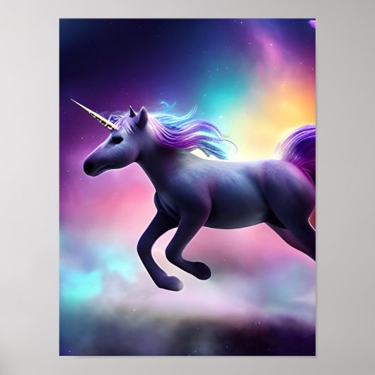Unicorn in de ruimte poster (Voorkant)