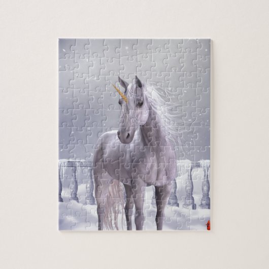Unicorn in de sneeuw legpuzzel (Verticaal)
