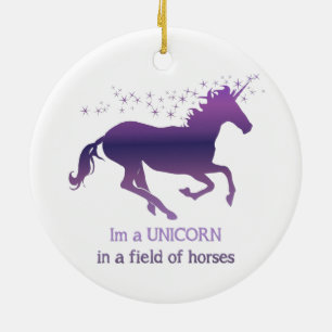Unicorn in een Velden van Horses Citaat Keramisch Ornament