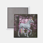 Unicorn in Forest Fantasy Magnet Magneet (Voorkant / Achterkant)