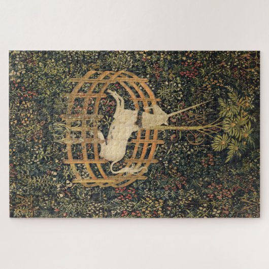 Unicorn in gevangenschap, middeleeuwse tapijten legpuzzel (Horizontaal)