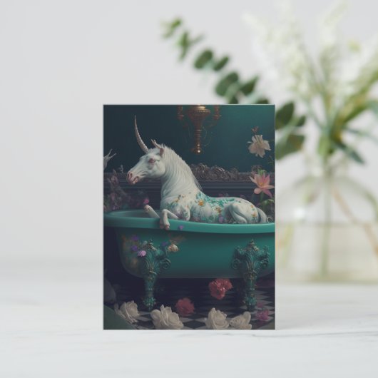 Unicorn in het Bathtub-Briefkaart Briefkaart (Staand voorkant)