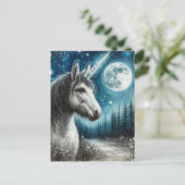 Unicorn in het bos briefkaart (Staand voorkant)