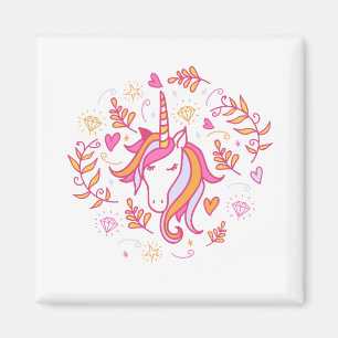 Unicorn in Roze en Oranje Magneet