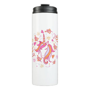 Unicorn in Roze en Oranje Thermosbeker