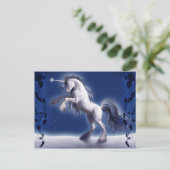 Unicorn in Snow Fantasy Post Card Briefkaart (Staand voorkant)