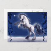 Unicorn in Snow Fantasy Post Card Briefkaart (Voorkant / Achterkant)