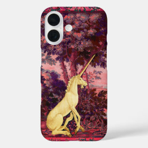 UNICORN IN WOODLAND LANDSCAPE,TREES,PINK BLUE iPhone 16 HOESJE