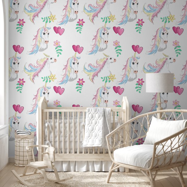 Unicorn: Innocence and Flowers  Behang (Kinderen)