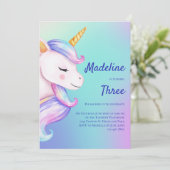 Unicorn Invitation Anniversaire Filles Pastel Arc- (Debout devant)