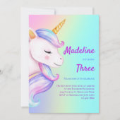 Unicorn Invitation Anniversaire Filles Pastel Arc- (Devant)