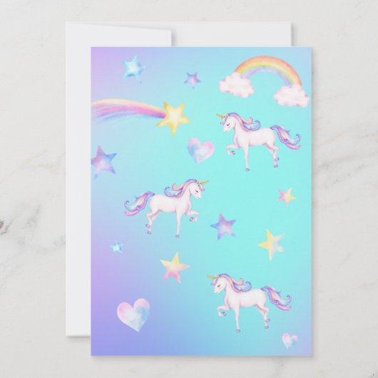 Unicorn Invitation Anniversaire Filles Pastel Arc- (Dos)