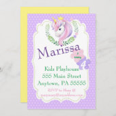 Unicorn Invitation anniversaire, invitation de la  (Devant / Derrière)