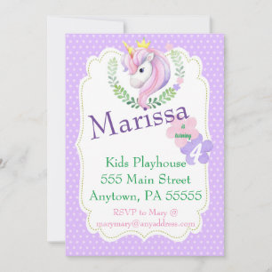 Unicorn Invitation anniversaire, invitation de la 