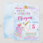 Unicorn invitation anniversaire Magique unicorn fê (Devant / Derrière)