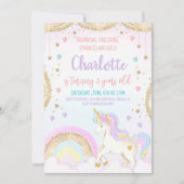 Unicorn Invitation Anniversaire Pastel Unicorn Arc (Devant)