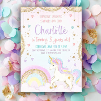 Unicorn Invitation Anniversaire Pastel Unicorn Arc