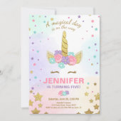 Unicorn Invitation Anniversaire Pink Gold Magie (Devant)