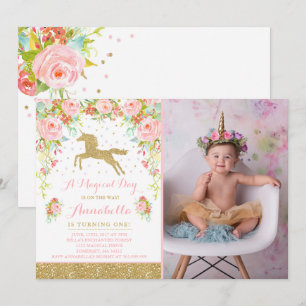 Unicorn Invitation Anniversaire Pink Gold Unicorn