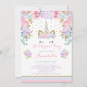 Unicorn Invitation Anniversaire Pink Gold Unicorn (Devant)
